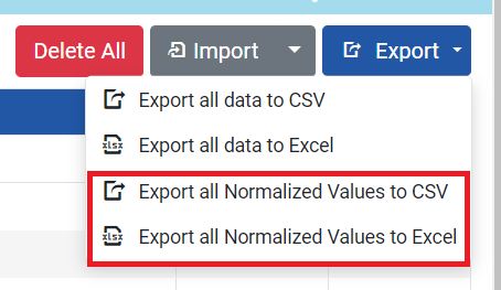 Chronicle Manage Name export button