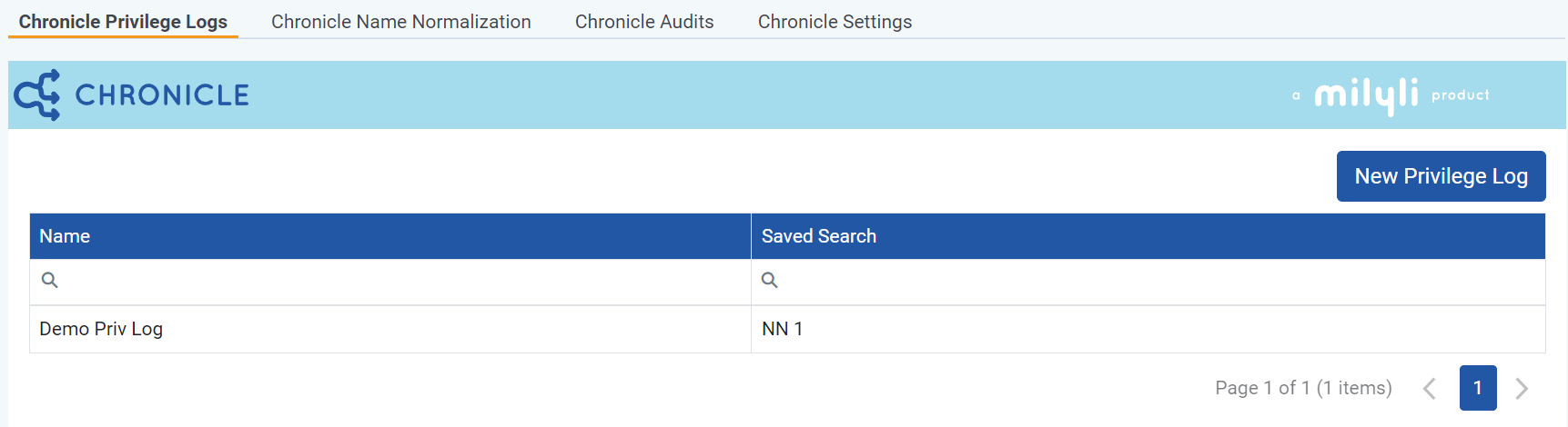 chronicle privilege log tab