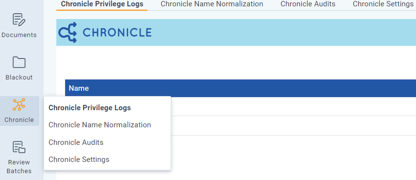 Chronicle Sub Tabs