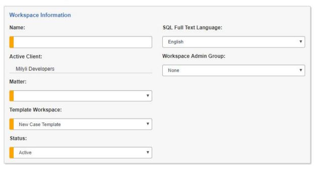 New Workspace Fields