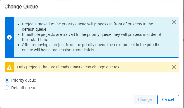 Projec Status Change Queue Window