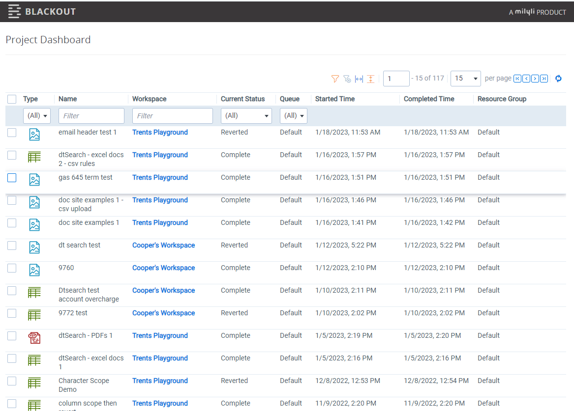 Project Status Page